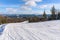 Ski slope on Jaworzyna Krynicka mountain in Poland