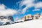 Ski slope in Val Di Fassa ski resort in Dolomites, Italy