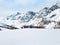 Ski slopes in the mountains of Chamonix winter resort, French Alps