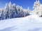 Ski slopes in the mountains of Les Houches winter resort, French Alps