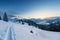 Ski snow tracks in austrian mountains