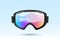 Ski or snowboard goggles with reflection of mountains. Vector Illustration.