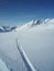 Ski and snowboard track in powder snow with copy space for your text