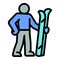 Ski sportman icon, outline style