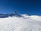 Ski tour with a view of the Spitzmeilen mountain in St. Gallen and Glarus. Ski mountaineering in the Swiss Alps. Skitour