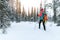 Ski touring in the deep fresh snow, Yllas, Lapland, Finland