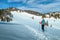 Ski touring on the snowy hills, Transylvania, Carpathians, Romania