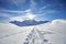 Ski touring track on the Swiss Alps