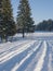 Ski track in fresh snow