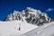 Ski tracks on the fresh snow at the off piste area at the Meribel Ski Resort in France.