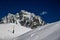 Ski tracks on the fresh snow at the off piste area at the Meribel Ski Resort in France.