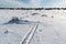 Ski tracks in a great plain landscape