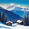 Ski Vacation Winter sports Vintage Collage Trendy collage with winter sport pop interior art mountain cabin