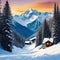 Ski Vacation Winter sports Vintage Collage Trendy collage with winter sport pop interior art mountain cabin