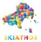 Skiathos - colorful low poly island shape.