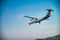 Skiathos, Greece - July 5, 2023: Olympic airplane arriving at Skiathos airport