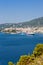 Skiathos island Greece city overview town Mediterranean Sea Aegean portrait format travel