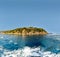 Skiatos Island in Greece, view from a boat