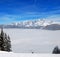 Skier above the clouds