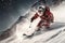 skier christmas holiday sport ski winter snowboarder mountain snow santa. Generative AI.