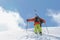 Skier climbing a snowy mountain