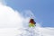 Skier climbing a snowy mountain