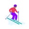 Skier downhill skiing vector illustration