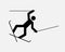 Skier Falling Ski Fall Down Accident Trip Lose Balance Black White Icon Vector