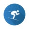 Skier flat design long shadow glyph icon