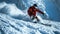 Skier gliding down a snowy slope - AI Generated