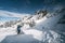 Skier going down the slope at La Plagne ski resort