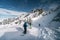 Skier going down the slope at La Plagne ski resort