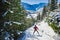 Skier going to Hala Gasienicowa, Tatra mountans, Poland