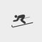 Skier icon in a flat design in black color. Vector illustration eps10