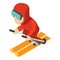 Skier icon, isometric 3d style