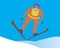 Skier jumping on skis as extreme sport concept, flat vector stock illustration with sportsman