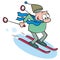 Skier, man with ski, humor, vector illustration