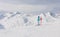 Skier mountains in the background. Ski resort Livigno