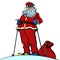 Skier Santa Claus character merry Christmas and happy new year