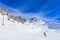 Skier on the slopes of the ski resort of Meribel