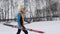 Skier in the snow-covered forest