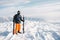 Skier standing on mountain top