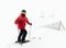 Skier stands near the fence under chair lift