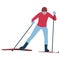 Skier in the style of a cartoon in competition