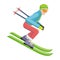 Skier on White. Person Skiing. Vector