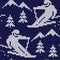 Skier winter knitted seamless pattern