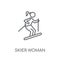 Skier Woman linear icon. Modern outline Skier Woman logo concept