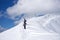 Skiers climbing a snowy mountain