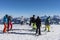 Skiers getting ready to go downhill in piste Austria