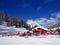 Skiers relax in the sun